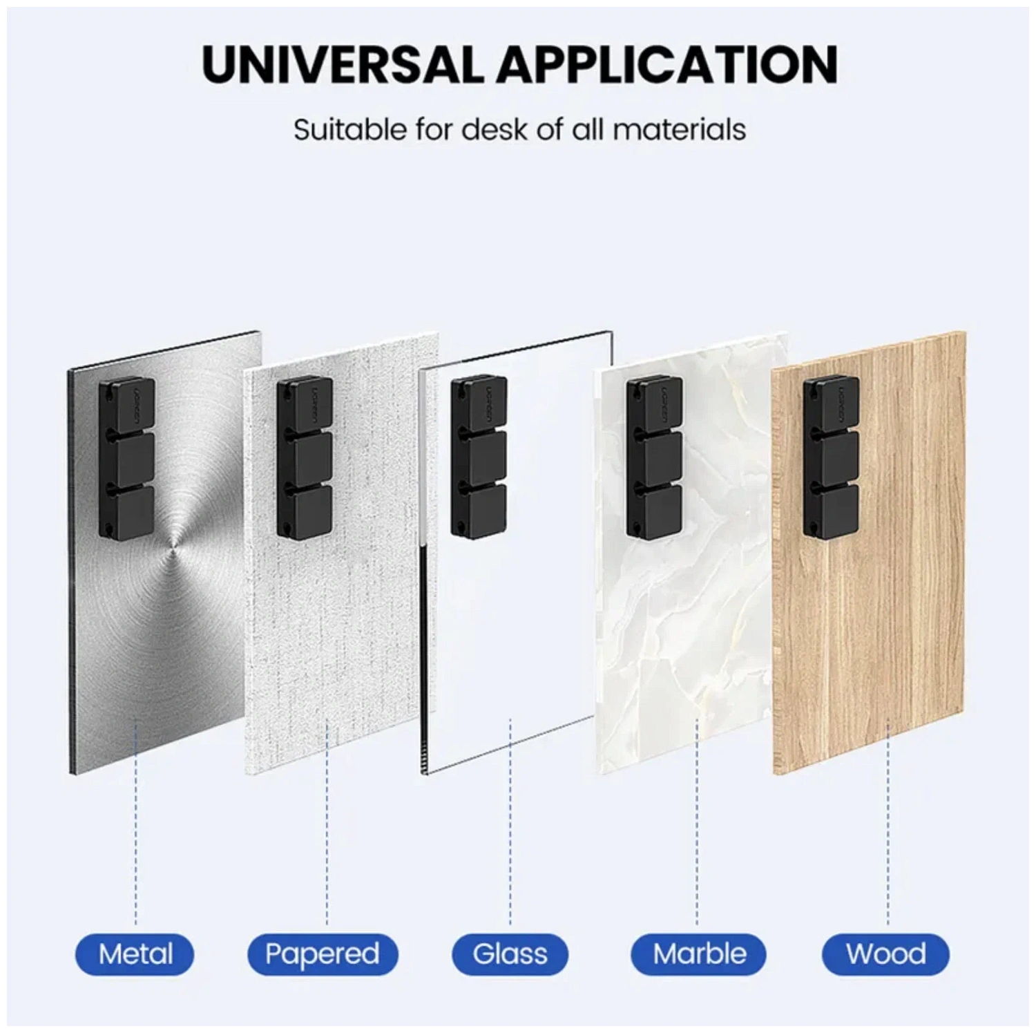 70585 Органайзер для кабеля UGREEN LP208, 3+1 комбинация, 6 слотов для кабелей, Black